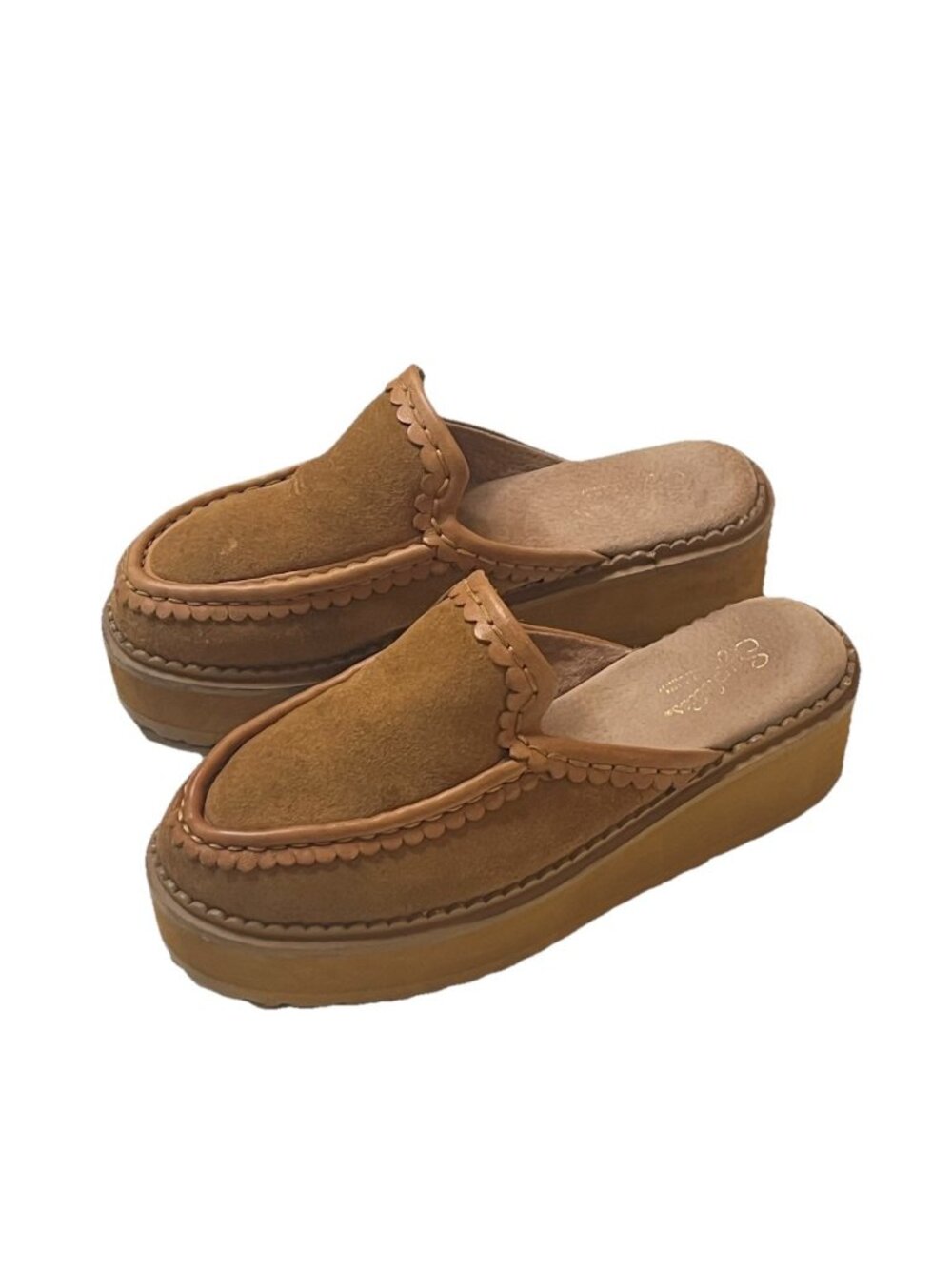 Seychelles Womens 6 Brown Suede Leather Platform Mule Clogs Boho Y2K